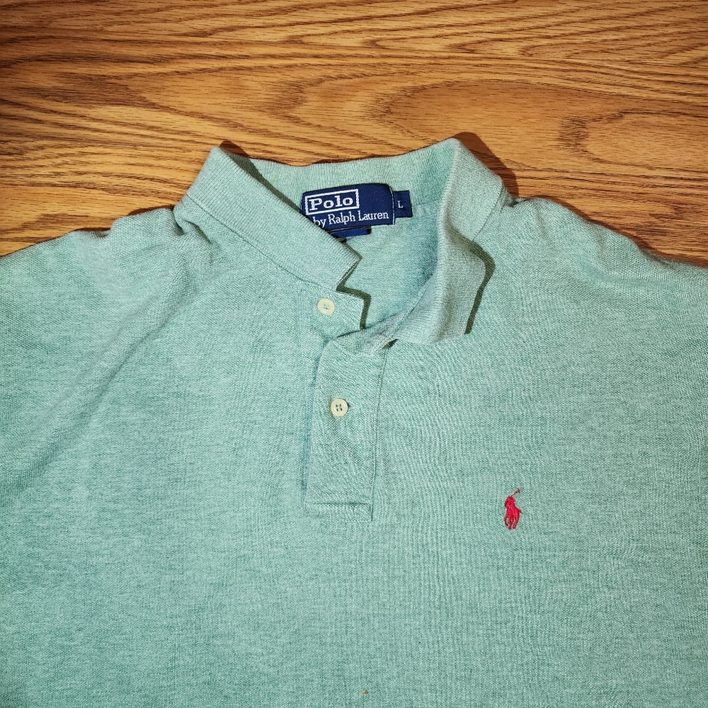 Polo Ralph Lauren Men’s Polo‎ Shirt Large Classic Fit Purple Pony Logo VTG - Picture 3 of 10